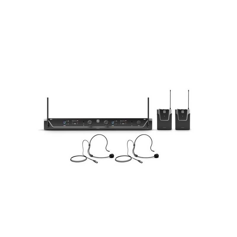 Microfone sem fio duplo com 2 transmissores  e 2 headsets - 584 - 608 MHz