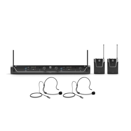 Microfone sem fio duplo com 2 transmissores  e 2 headsets - 584 - 608 MHz