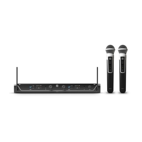 Microfone S/Fio duplo com 2 microfones dinâmicos de mão - 584 - 608 MHz