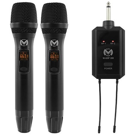 Microfone S/Fio duplo Mac Mah - W-UHF 200 M