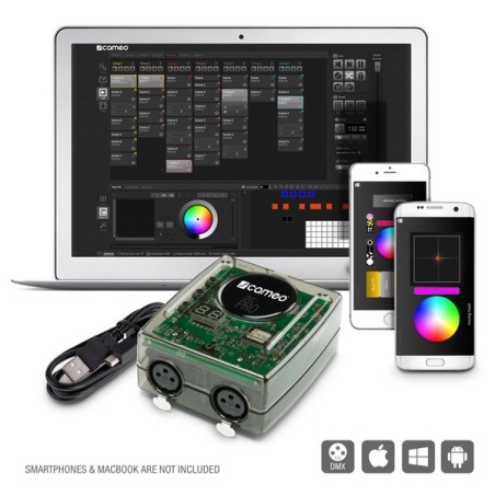 Interface USB para DMX de 1024 canais com acesso Wi-Fi e software de controle