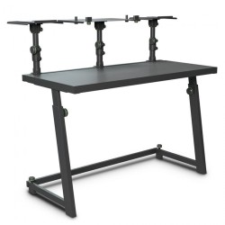 Mesa de DJ com bandejas ajustáveis ​​para alto-falantes e laptops
