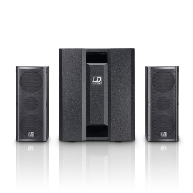 Sistema de PA ativo portátil com mixer de 3 canais