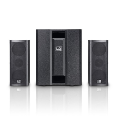 Sistema de PA ativo portátil com mixer de 3 canais